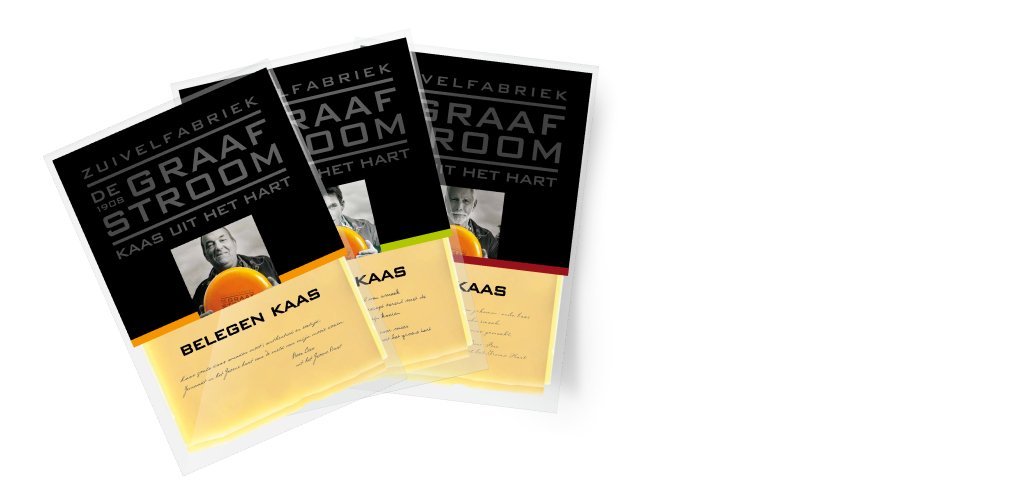 graafstroom Lekkere kaas in een lekkere verpakking. Maar wel in een uitgesproken design. Zwart zie je niet veel in het zuivelschap. Samen met de persoonlijke boodschap van de boeren, is het een verpakking die je dichterbij de oorsprong van het product brengt.